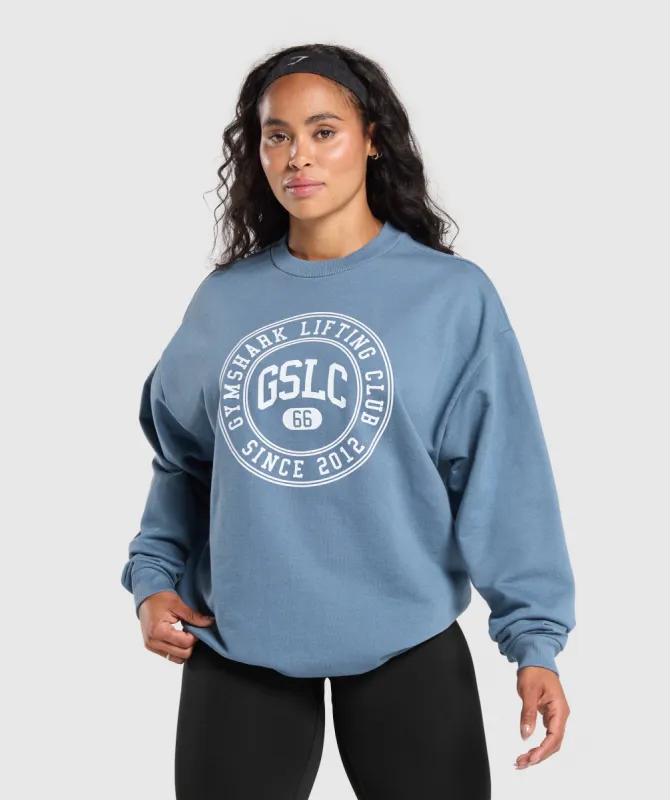 Gymshark GSLC Weight Graphic Sweater - Faded Blue sold by Gymshark