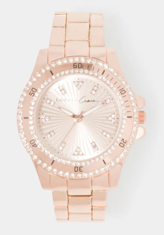 Link Bracelet Crystal Sport Bezel Watch sold by Bebe