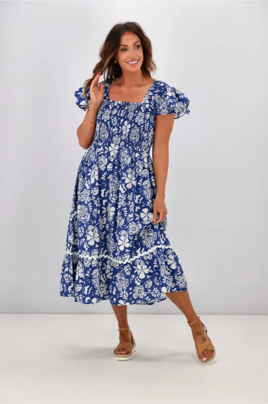 Joop & Gypsy Aloha Dress Cobalt Print sold by Shine On
