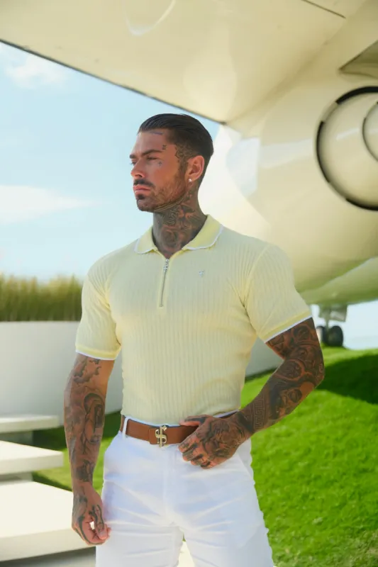 FS Classic Lemon Ribbed Zip Polo with Contrast Short Sleeve - FSH1107 sold by Father Sons