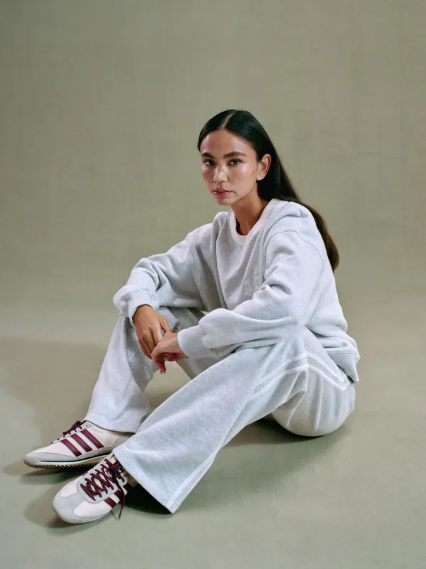 ADA Stitch Loose Fit Sweatpants - Light Grey Melange/Marshmallow White sold by Adanola