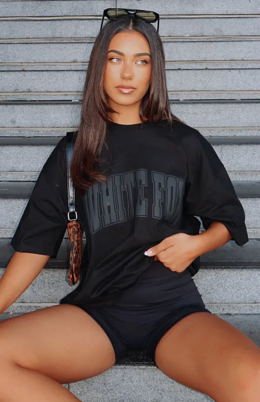 Decade Classics Varsity Oversized Tee Black sold by White Fox Boutique