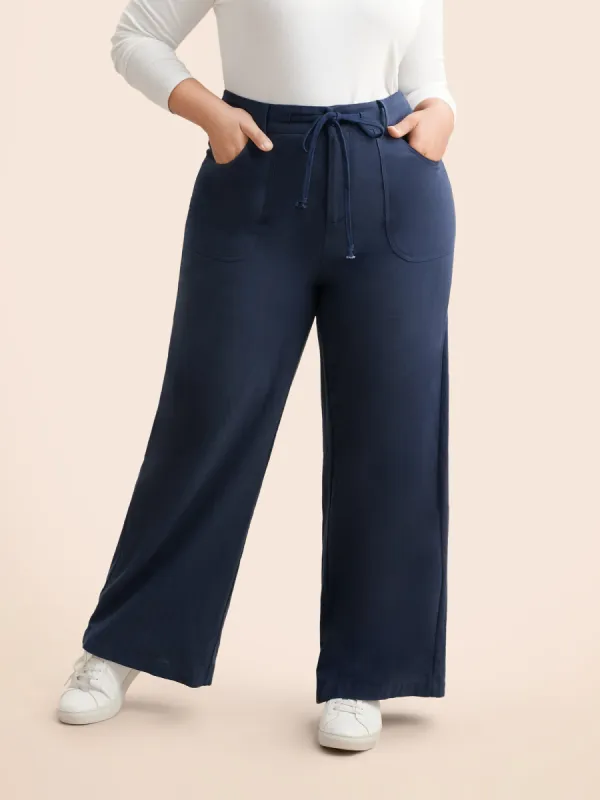 Mid Rise Drawstring Wide Leg Pants sold by Bloomchic