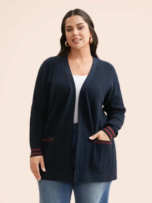 Supersoft Essentials Contrast Striped Kimono Collar Cardigan sold by Bloomchic