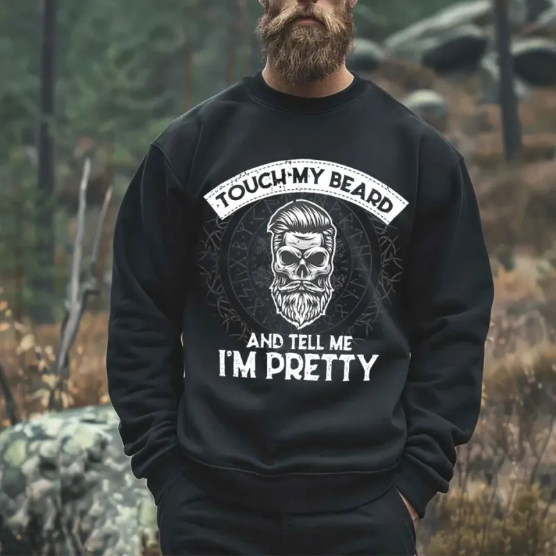 Viking Touch My Beard And Tell Me I'm Pretty Printed Long Sleeves Men's T-shirt sold by Polyalien