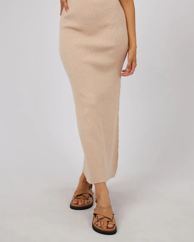 Henley Knit Skirt Oatmeal sold by edge clothing