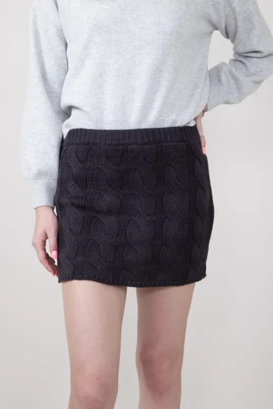 Cable Knit Sweater Mini Skirt for Women in Charcoal | IWS4514-CHARCOAL sold by Glik’s