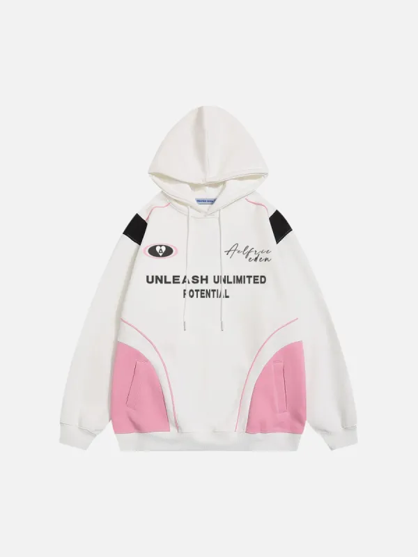 Aelfric Eden Color Blocking Letter Print Hoodie sold by Aelfric Eden