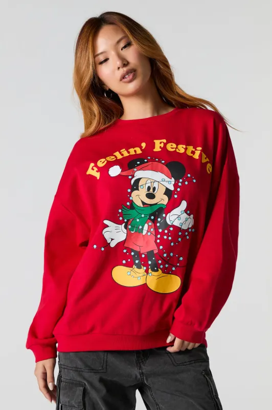 Mickey Mouse Graphic Fleece Christmas Sweatshirt sold by Urban Planet