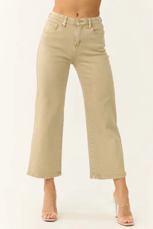 Special A Sand Tummy Control Wide Leg Jeans sold by Lime Lush