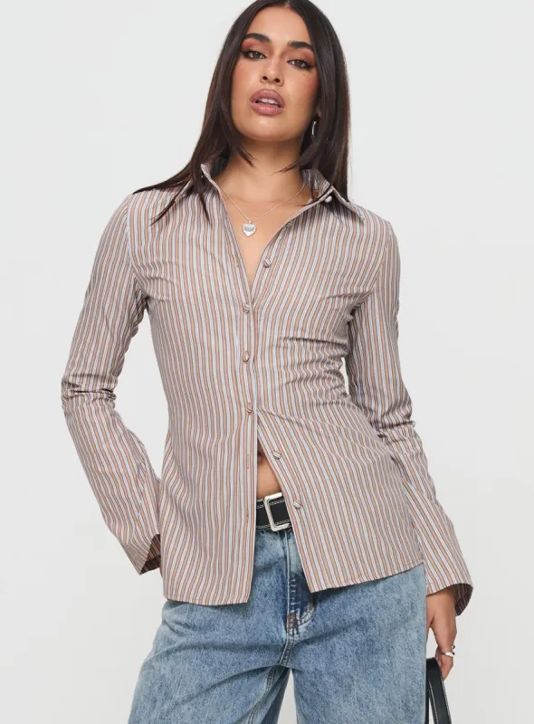 Run The World Top Brown Stripe sold by Princess Polly