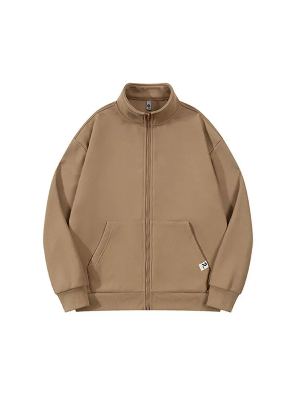 Men'S Warm Padded Standing Collar Zip Coat sold by Oeyes