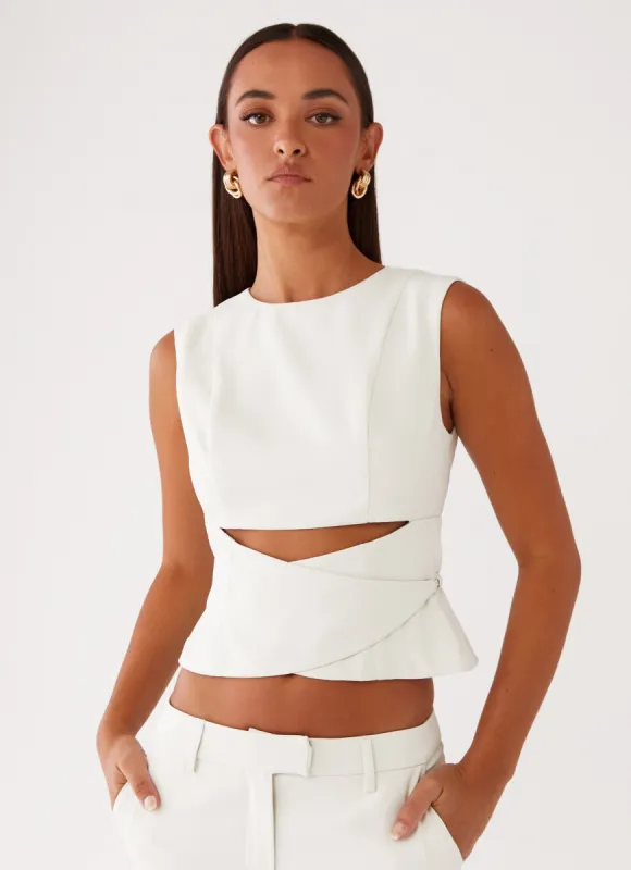 Cyra Wrap Top - Ivory sold by Peppermayo