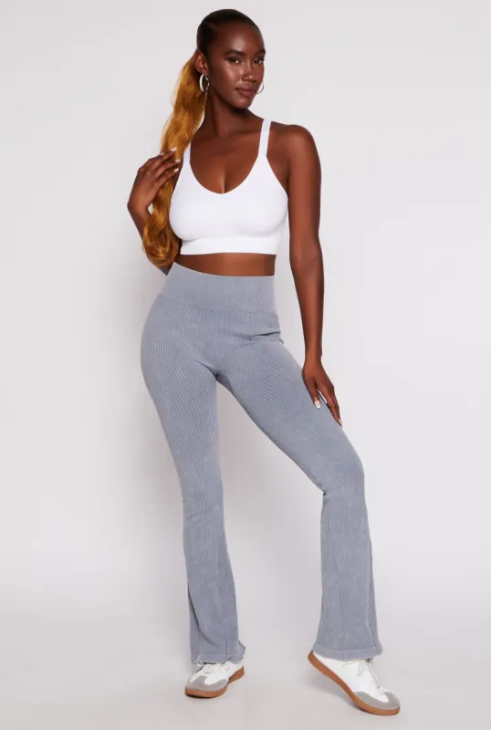 Ribbed High Waist Flare Yoga Pants sold by Rainbow