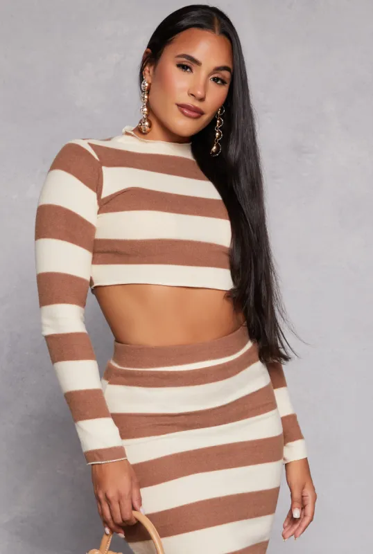 Brush Knit Striped Crop Top sold by Rainbow