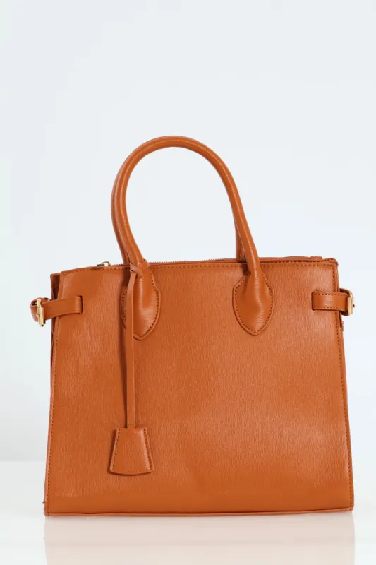 Multi Compartment Tote With Buckle Detail - Tan sold by Edgars