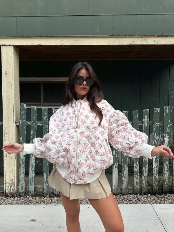 Fancy This Floral Bomber Jacket sold by LANE 201
