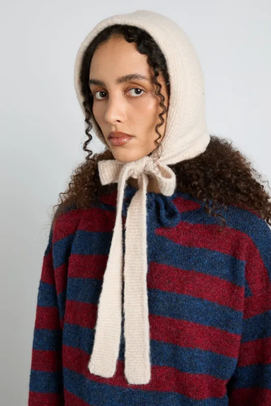 トップス NACHE SLIT TIE KNIT OATMEAL tie neck bonnet in oatmeal | Parallel