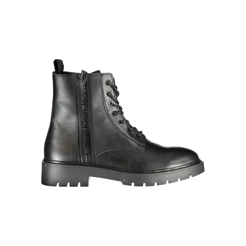 Sleek Black Ankle Boots with Laces and Zip Detail sold by Louxly
