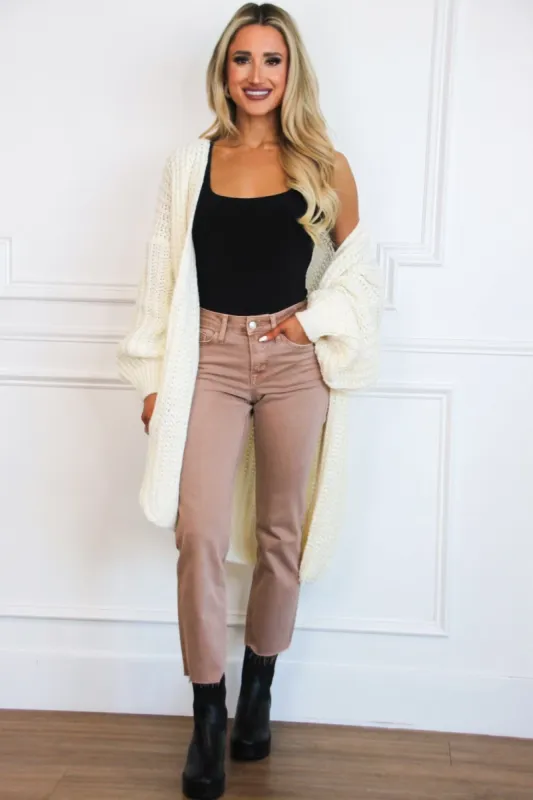 Cuddle Up Chunky Knit Oversized Cardigan: Cream sold by Bella and Bloom