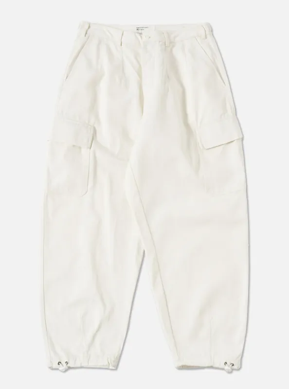 Universal Works Loose Cargo Pant in Winter White Winter Twill sold by Universal Works