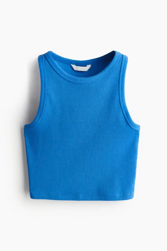 H&M - Cropped vest top - Blue sold by H&M