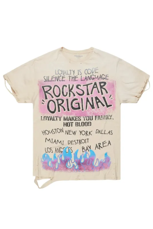 Beno Beige Oversized Graphic T-Shirt sold by Rockstar Original