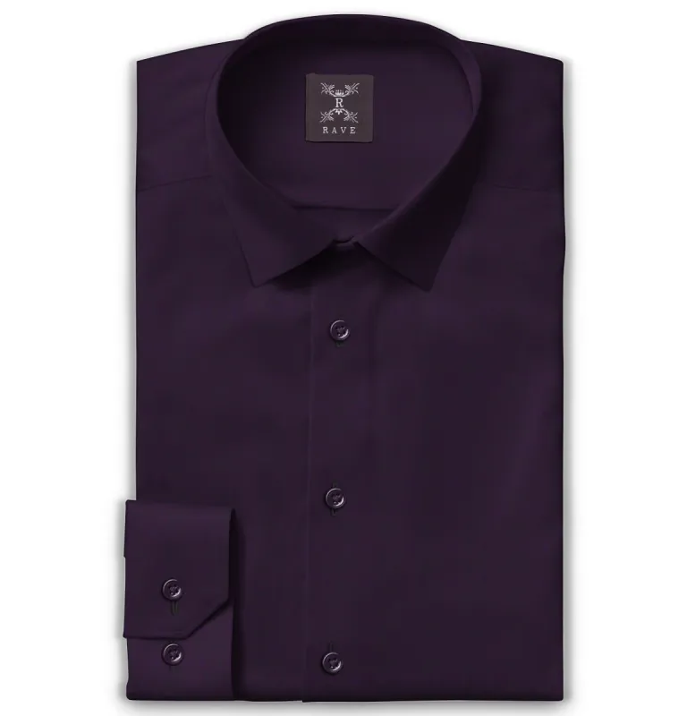 Wrinkle-Resistant - Cotton-Lycra - Long Sleeve - Deep Plum sold by Airthreads
