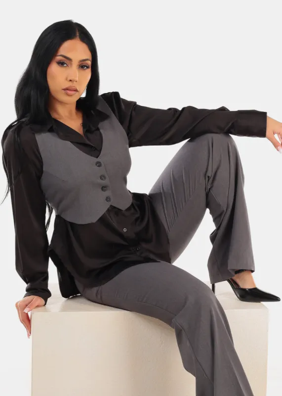 Sleeveless Button Up Grey Vest sold by Moda