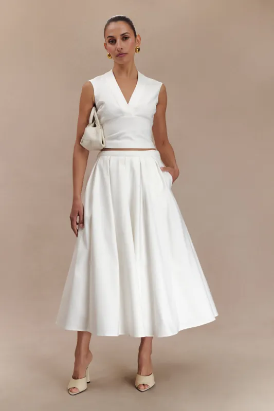 Jemima Cotton Midi Skirt - White sold by Meshki