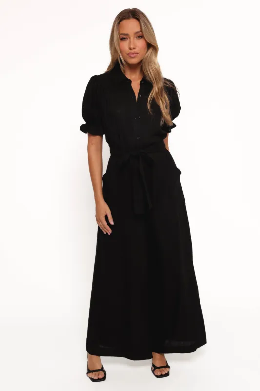 Minnie Waist Tie Jumpsuit - Black sold by Petal & Pup
