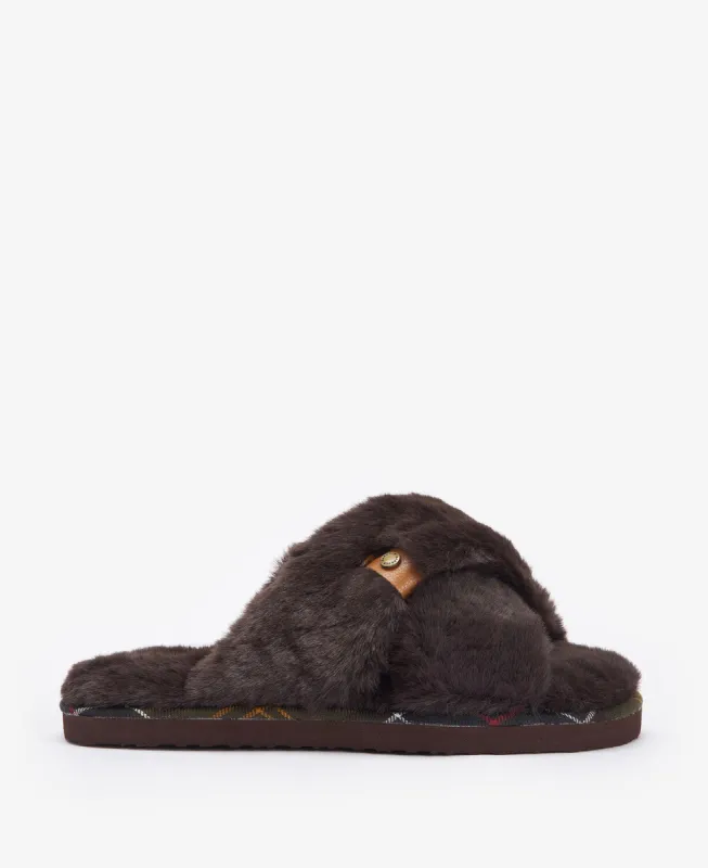 Barbour ELIZA Womens Slippers Brown sold by House of Slippers