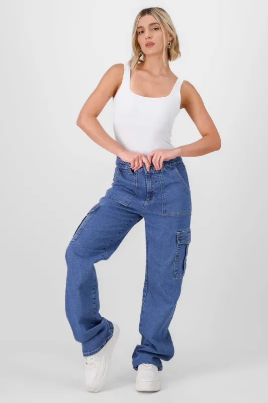 Jeans Cargo Bolsillos Laterales sold by Shasa