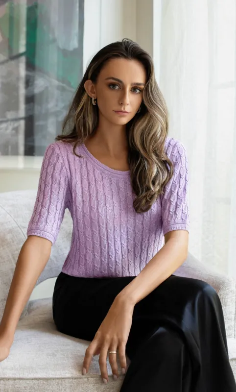 Cassandra Cable Sweater Tee - Silk & Cashmere sold by Ravella