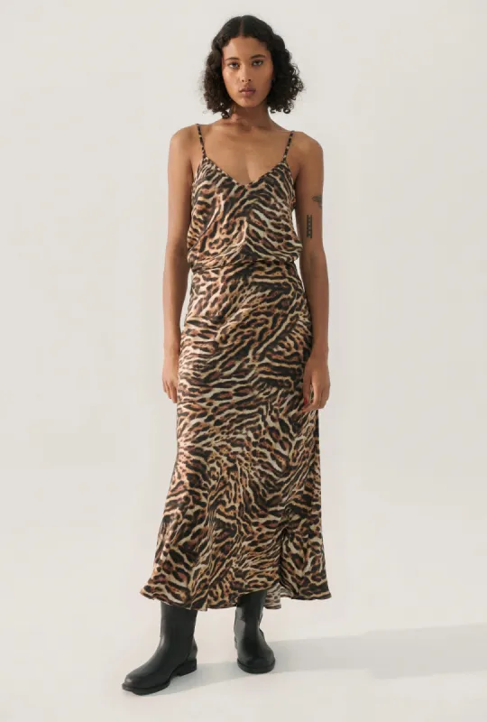 LONG BIAS CUT SKIRT LEOPARD sold by Silk Laundry
