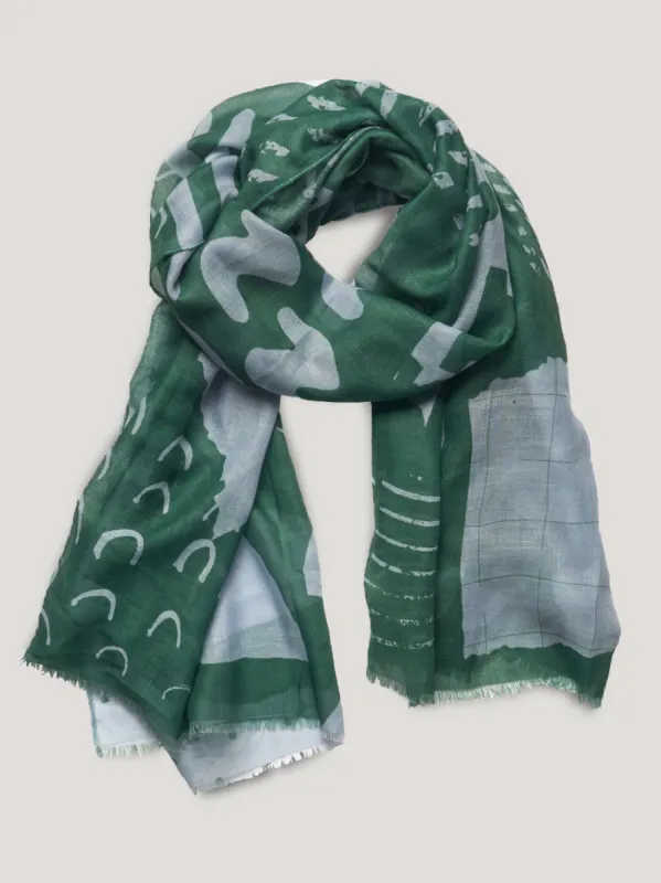 Tribal Printed Scarf - Green sold by RC & Co