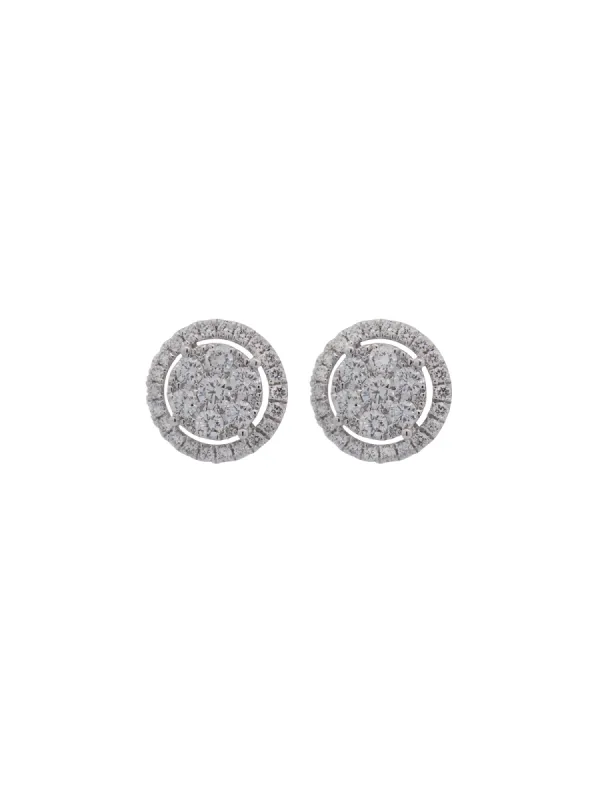 1.15ct Diamond 18K Gold Halo stud Earrings sold by Wish Fine Jewelry
