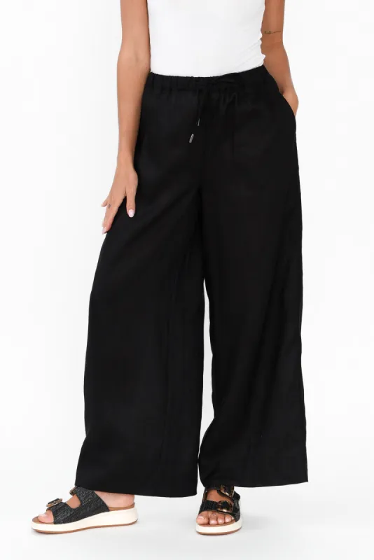 Jimmie Black Linen Tie Pants sold by Blue Bungalow