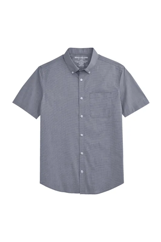 24/7 Poplin Short Sleeve Shirt True Navy Crosshatch sold by Mack Weldon