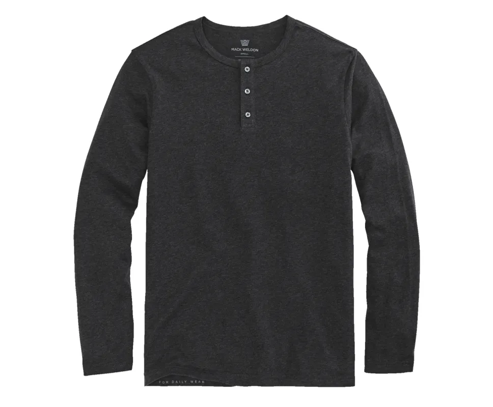 Pima Long Sleeve Henley Charcoal Heather sold by Mack Weldon