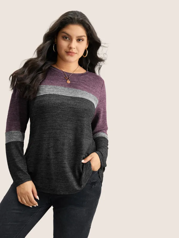 Heather Colorblock Contrast Crew Neck T-shirt sold by Bloomchic
