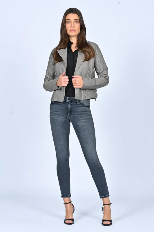 Leather Motorcycle Jacket - Rock Grey sold by Black Orchid