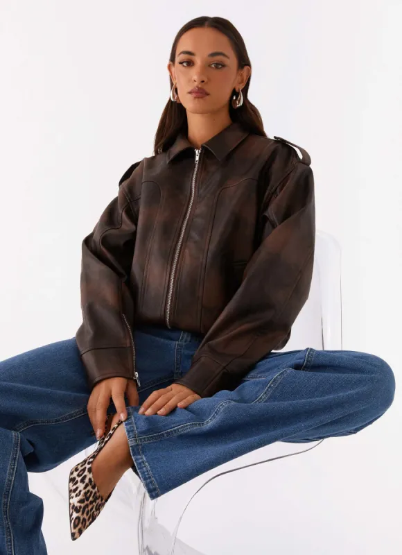 Chicago Bomber Jacket - Chocolate sold by Peppermayo