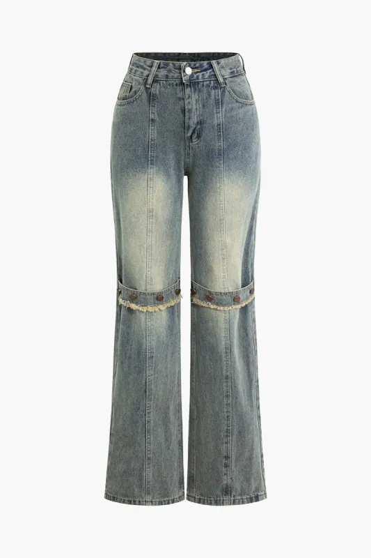 Denim Washed Pocket Zipper Jeans sold by Micas