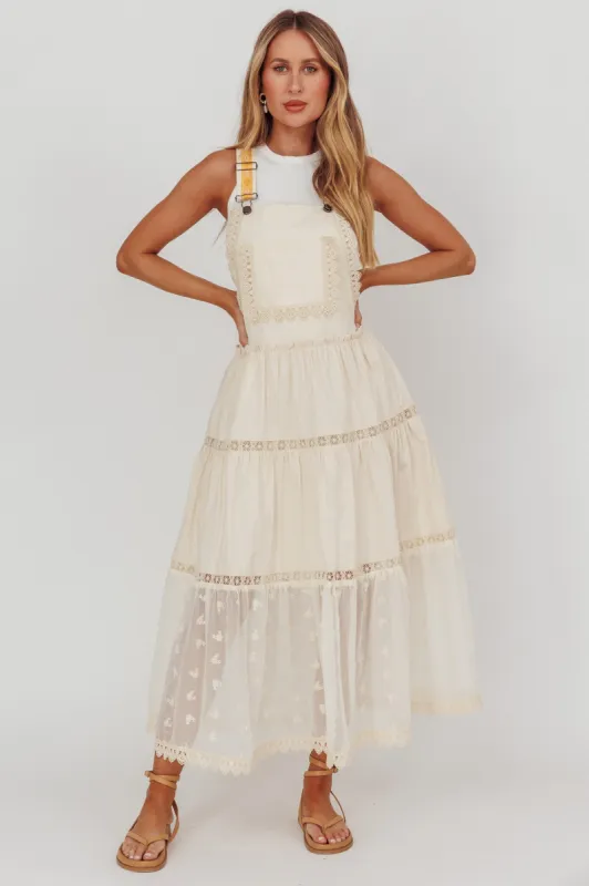 Odeyah Lace Trim Overall Dress Champagne sold by Selfie Leslie