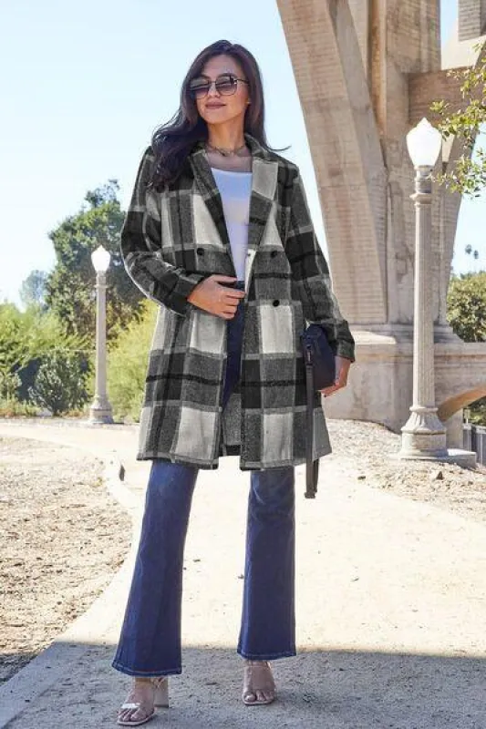 Emerson Full Size Plaid Button Up Coat in 8 Colors sold by Roxie’s Picks