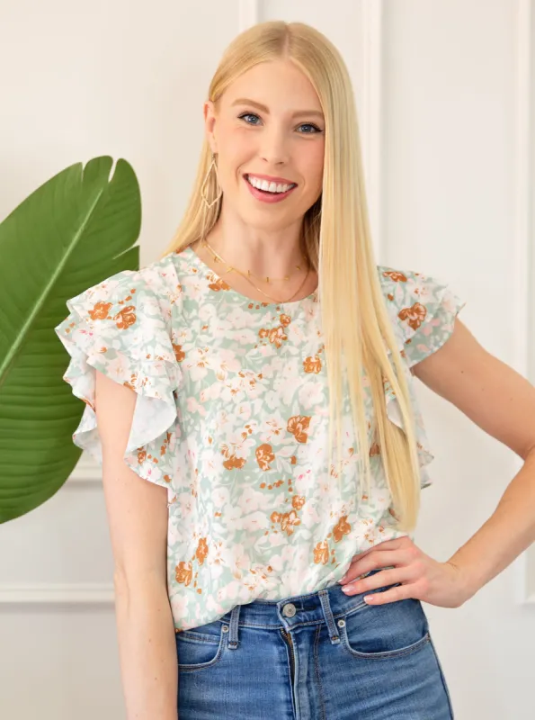 Double Ruffle Short Sleeve Top sold by Roxie’s Picks