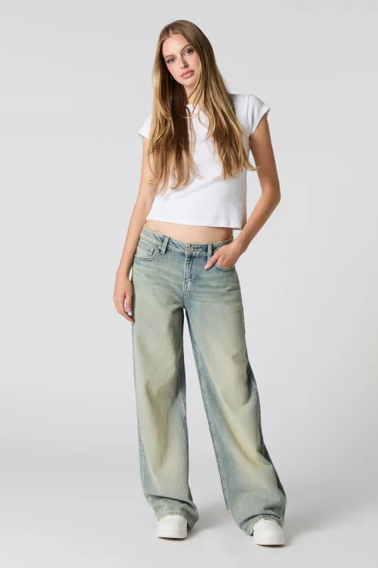 Vintage Light Wash Low Rise Skater Jean sold by Charlotte Russe