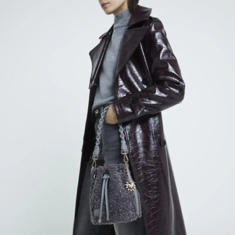 Grey Borg Quilted Bucket Bag sold by River Island