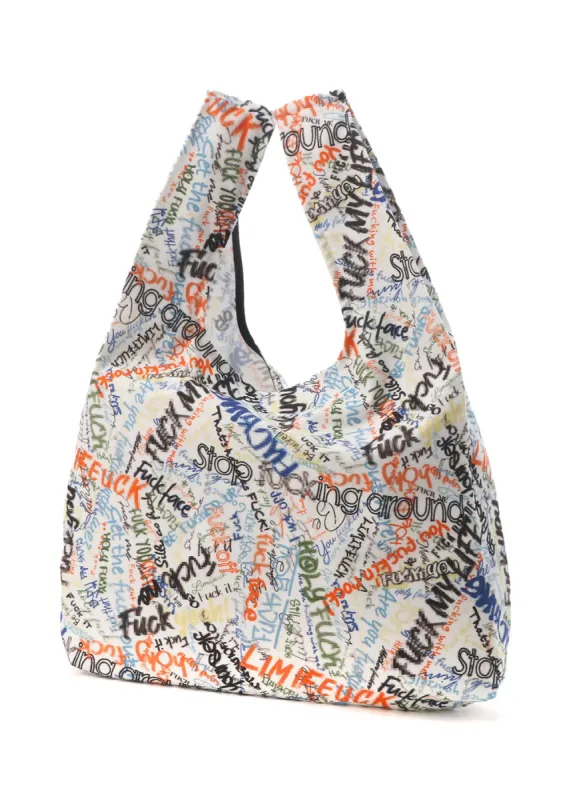 Mosaic FU*K Print Cotton Shopping Bag sold by Yohji Yamamoto